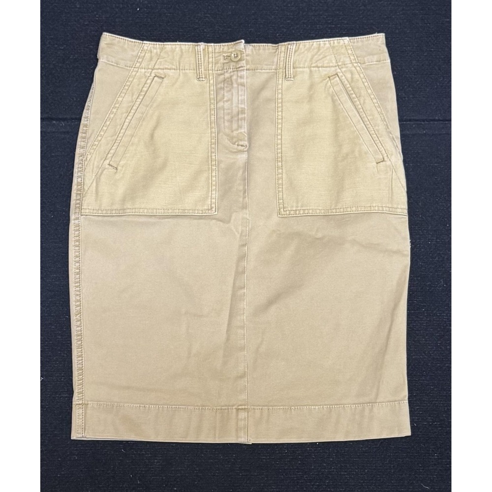 J.Crew Skirt Womens 6 Beige City Fit Twill Knee Length Pockets Casual 44895